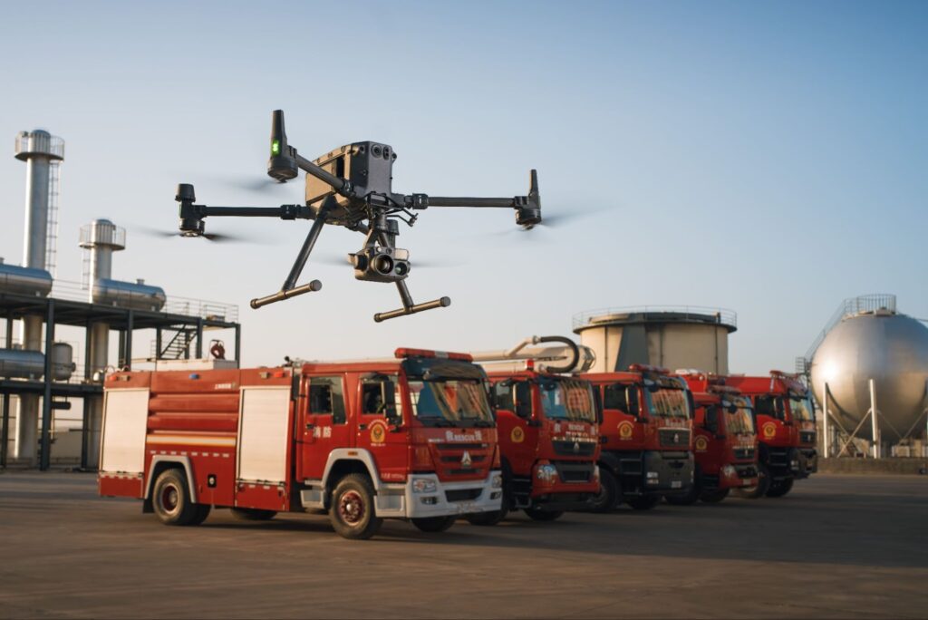 Disaster relief drones coordinating with trucks and emergency teams